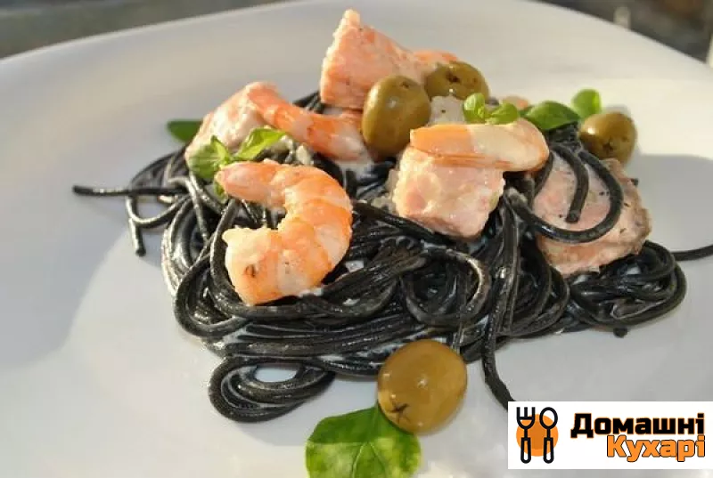 Рецепт Спагеті з чорнилом каракатиці в вершковому соусі