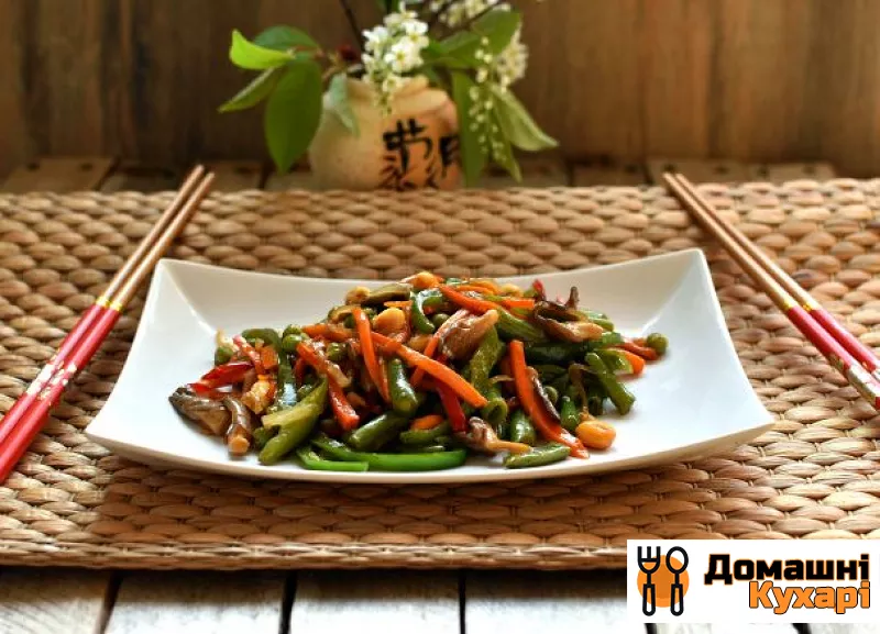 Рецепт Стир-Фрай з глив з морквою і овочами