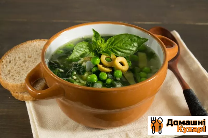 Рецепт Суп з горошком, пшоном і оливками